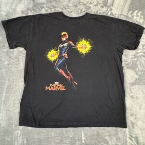 Marvel Captain Marvel Graphic L Mens Black Short Sleeve Comic Superhero